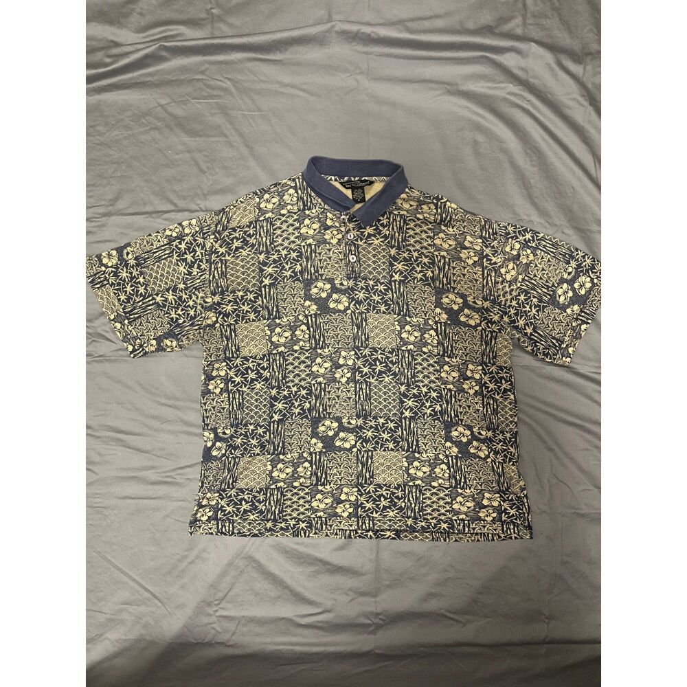 Vintage Tori Richard Hawaiian knit polo shirt